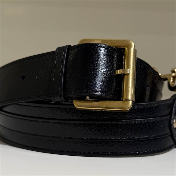 Mulberry Stud Buckled Strap Black High Shine Leather